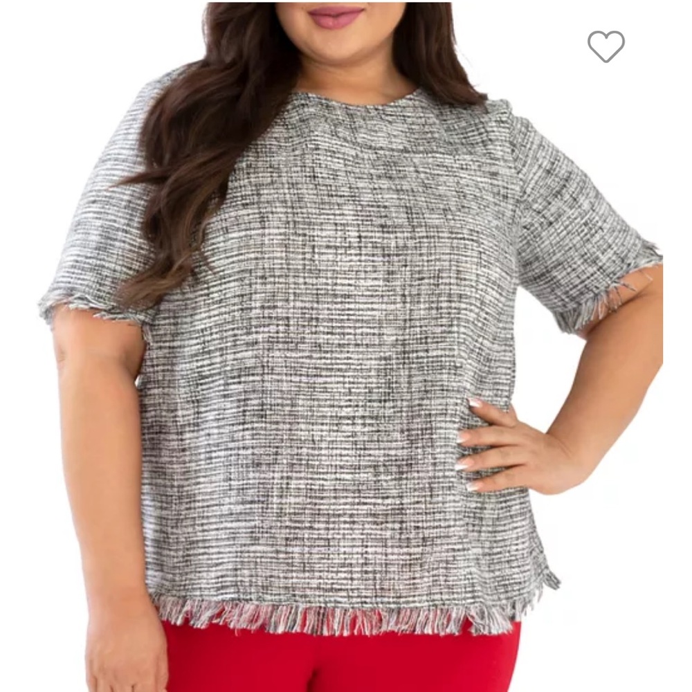 Maree Pour Toi Tweed Fringe Blouse NWT